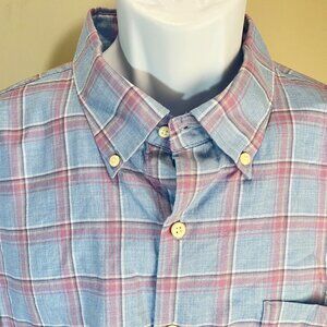 Peter Millar Men's blue, purple and white brushed cotton l/s shirt 2XL XXL EUC